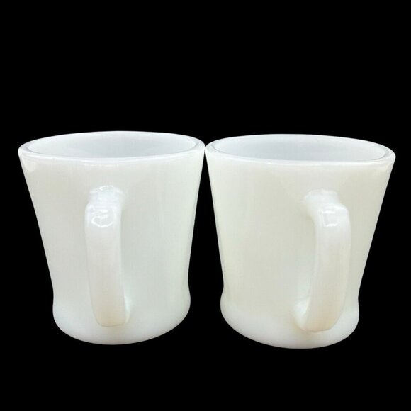 Anchor Hocking Fire King Ware White Milk Glass Coffee Mug Cup D Handle Cup x 2 - Picture 10 of 10